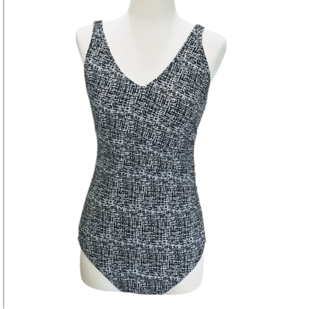 Speedo One Piece Black & White Racing Swimsuit